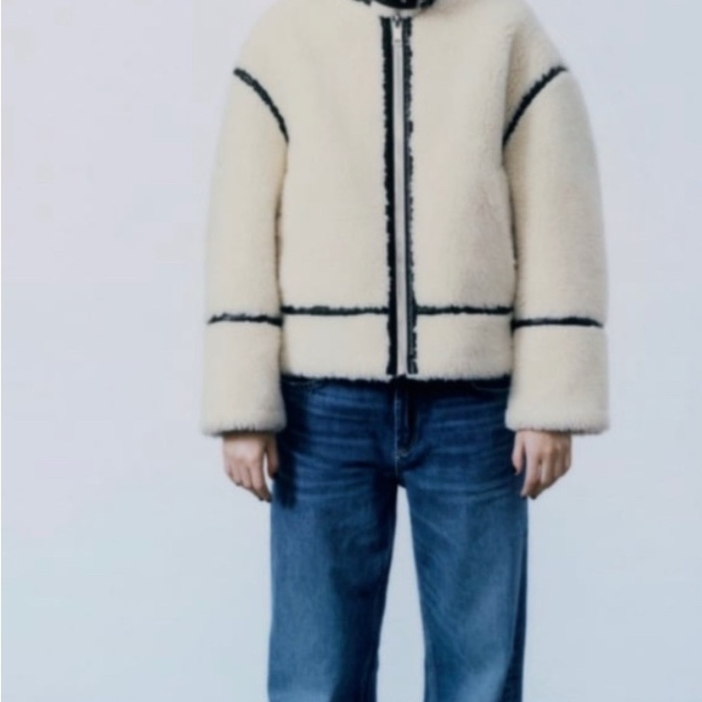 NWT ZARA SHEARLING BIKER JACKET SIZE SMALL - Picture 12 of 12